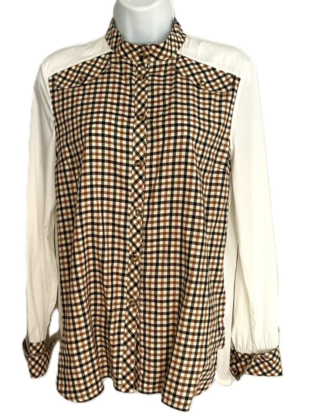 BAUM UND PFERDGARTEN Plaid Colorblock Button-Up Shirt Size 38